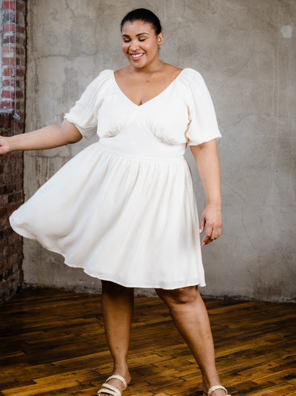 Arden Ruched Mini Dress - White - Image 2
