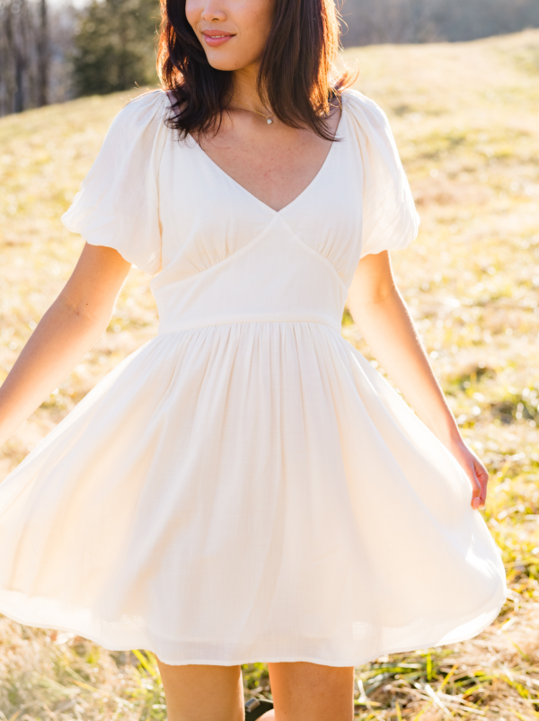 Arden Ruched Mini Dress - White - Image 5