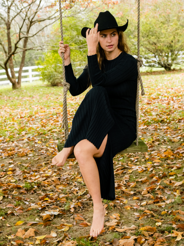 Bridget Knit Midi Dress - Black - Image 6
