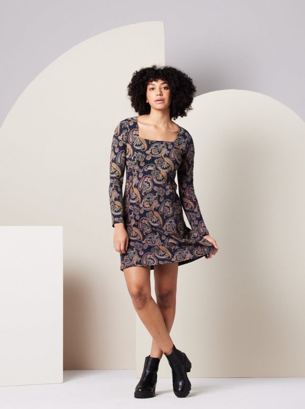 Sonnet Dress - Dark Blue Paisley - Image 2