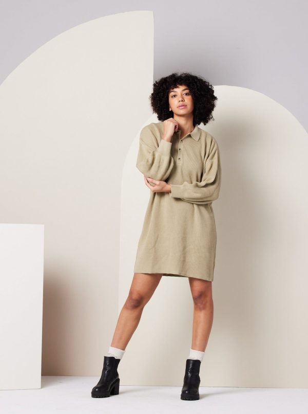 Griffin Sweater Dress - Khaki Green - Image 4