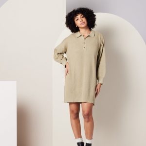 Griffin Sweater Dress - Khaki Green