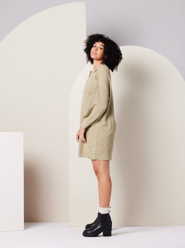 Griffin Sweater Dress - Khaki Green - Image 2