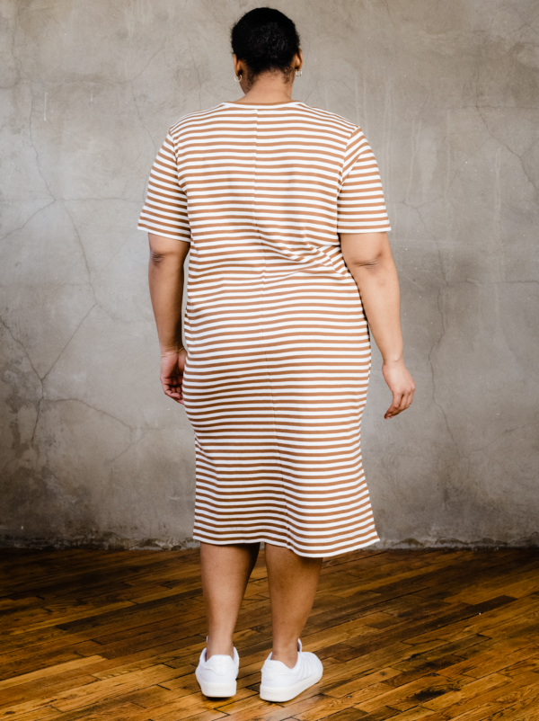 Maria Boxy Midi Dress - Pecan Stripe - Image 3