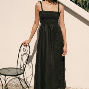 Sophie Dress - Black Linen
